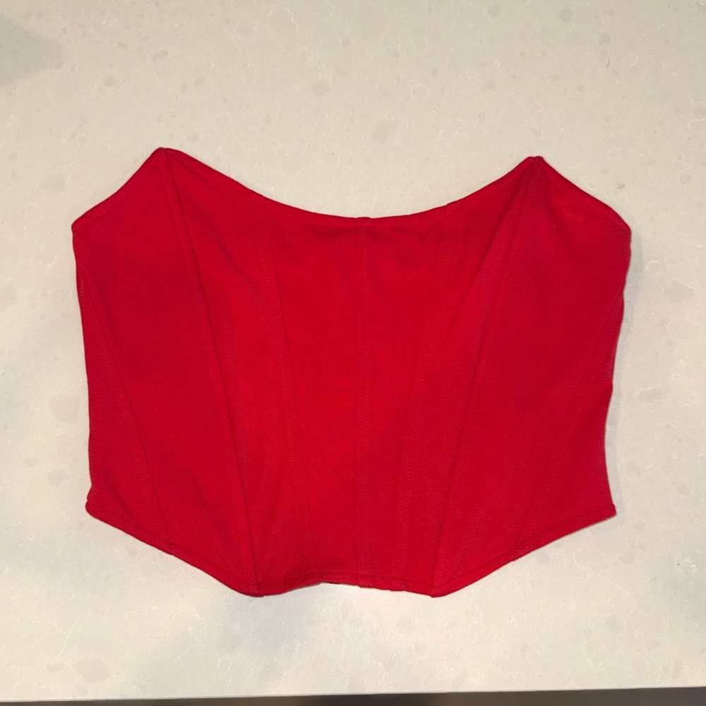 Anthropologie Red Strapless Top